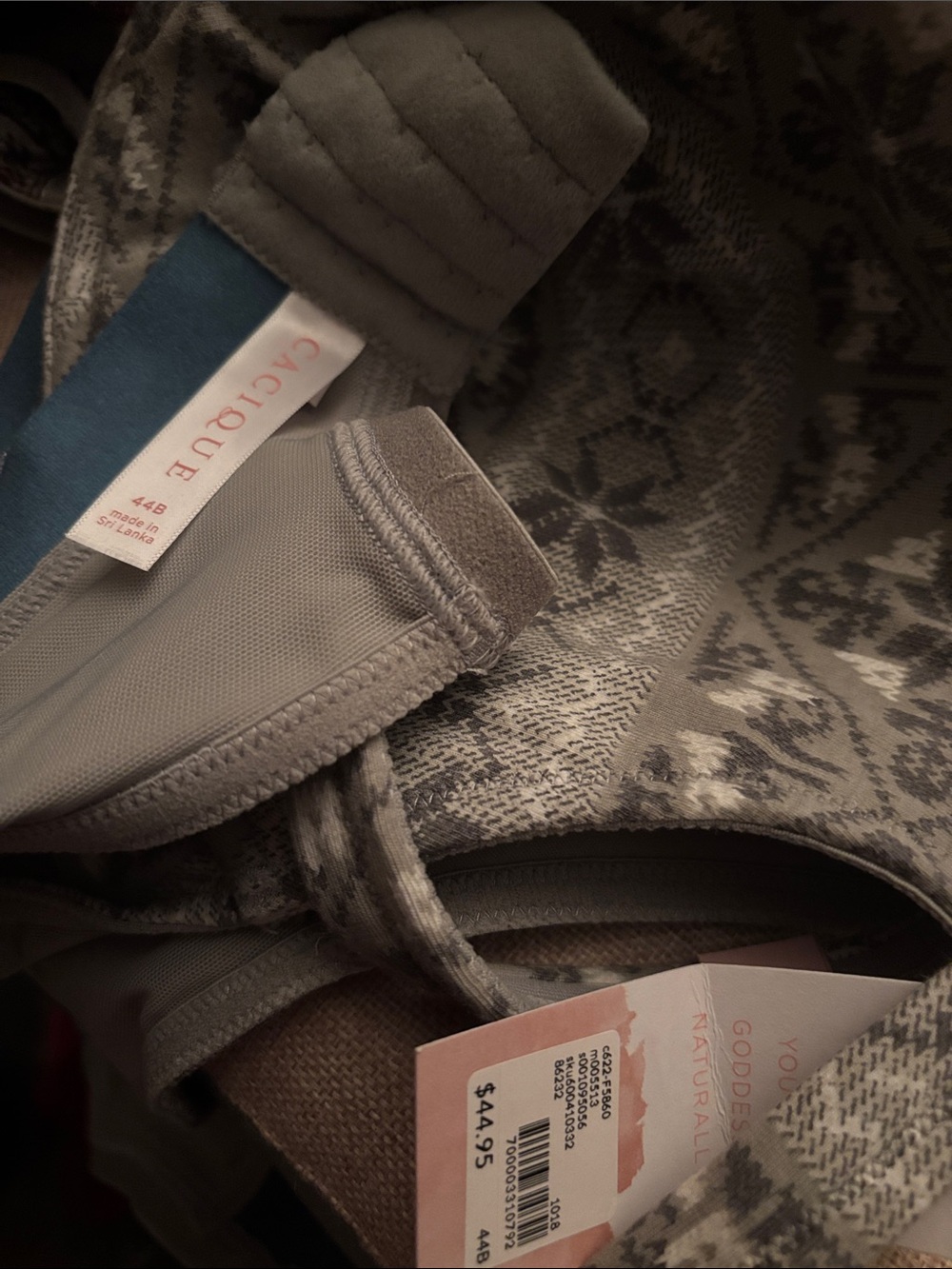 Cacique Gray Patterned Bra